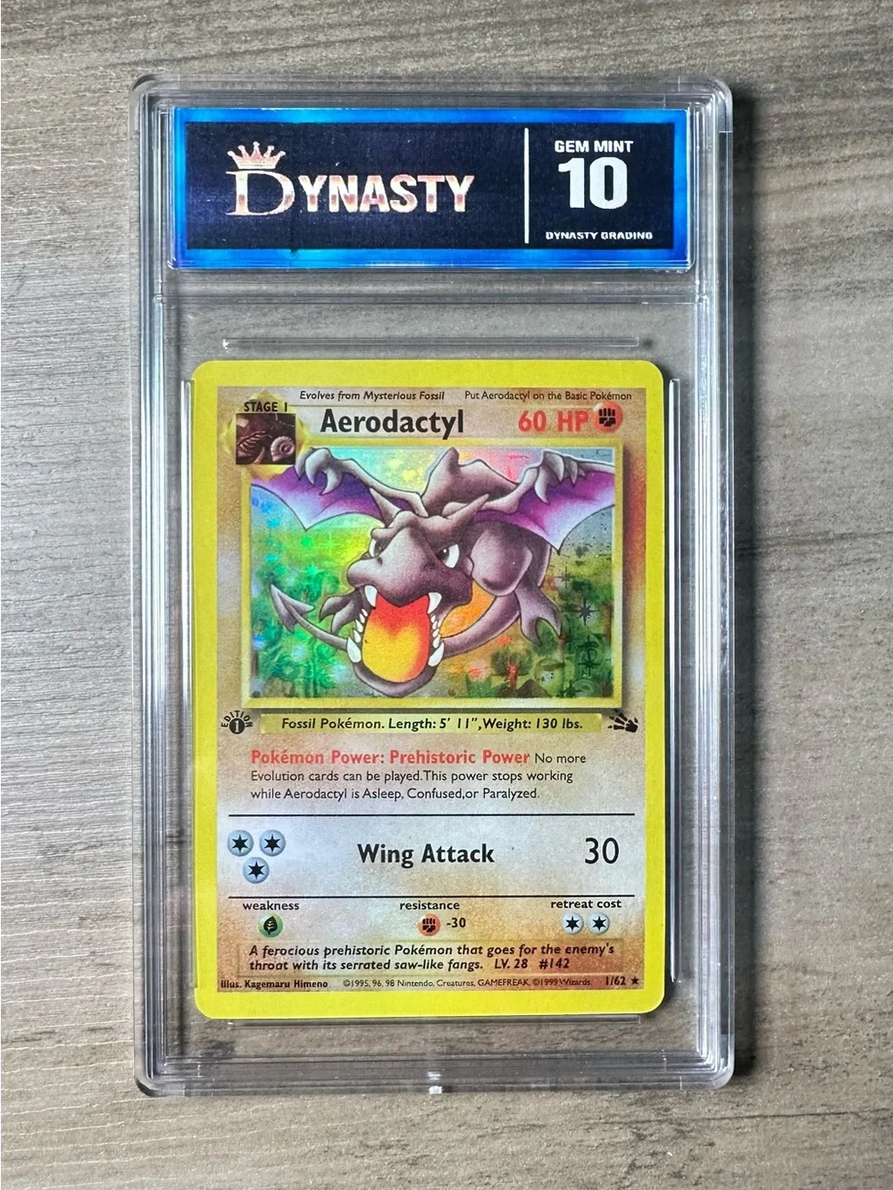 Aerodactyl 1999 Pokemon Fossil Holographic #1 of 62 Gem Mint 10 Novelty Card.